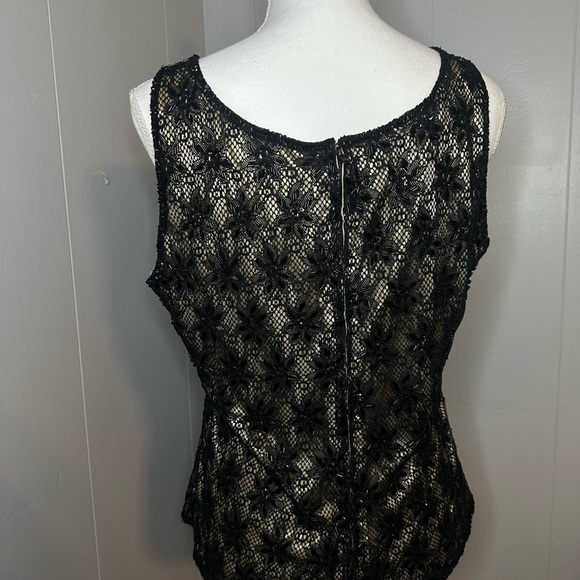 Brilliante by J.A. Beaded Lace Tank Top | Vintage Glam | Size L - Picture 3 of 7